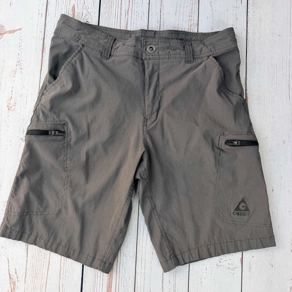 Gerry Mens Gray Cargo Shorts Size 34 Stretch Nylon Rayon Outdoor Hiking 1094310
